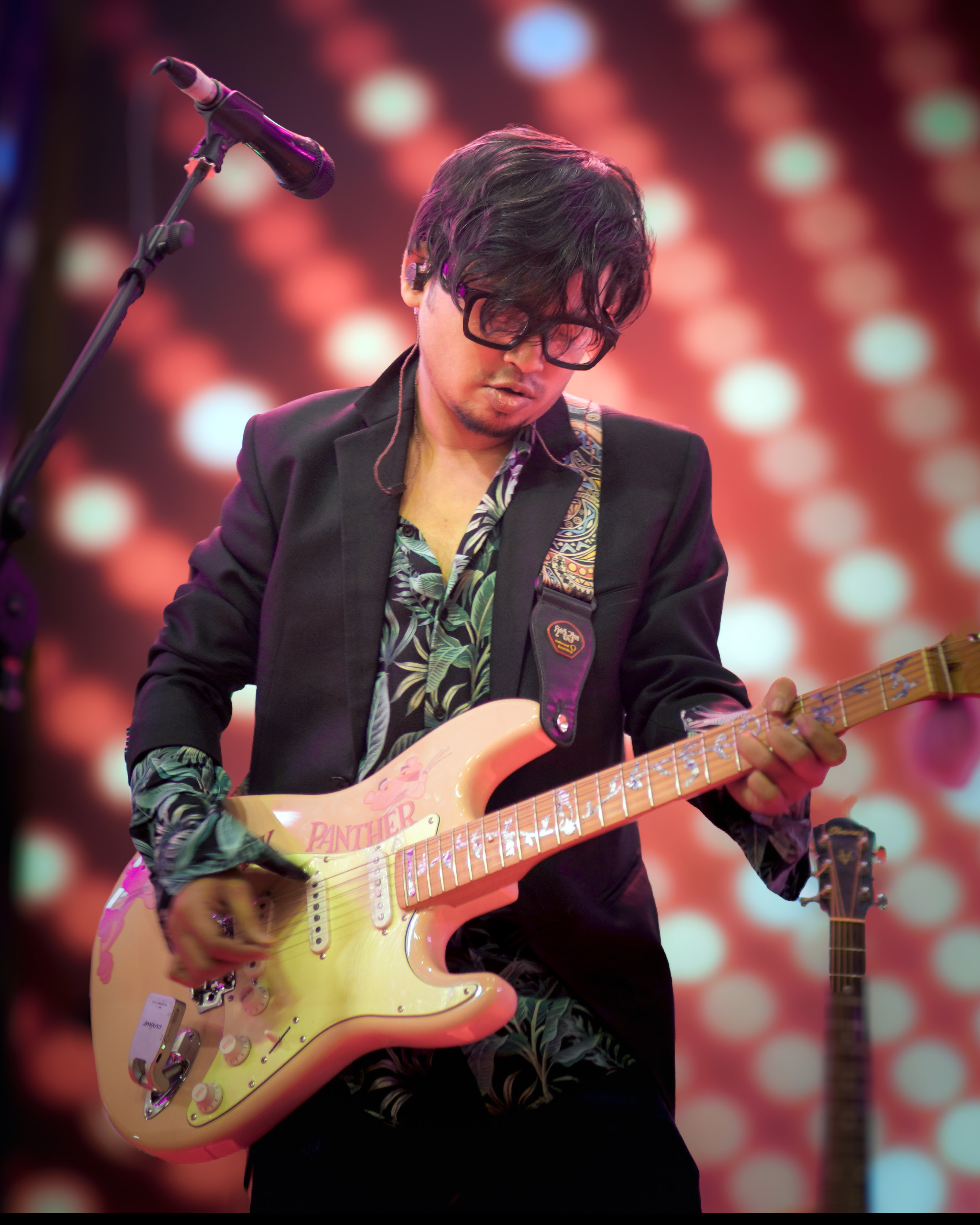 Samee with his Pink Panther guitar